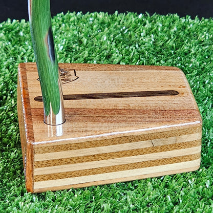 Bubinga faceplate and top bottom Timberwolf style wood putter layered body