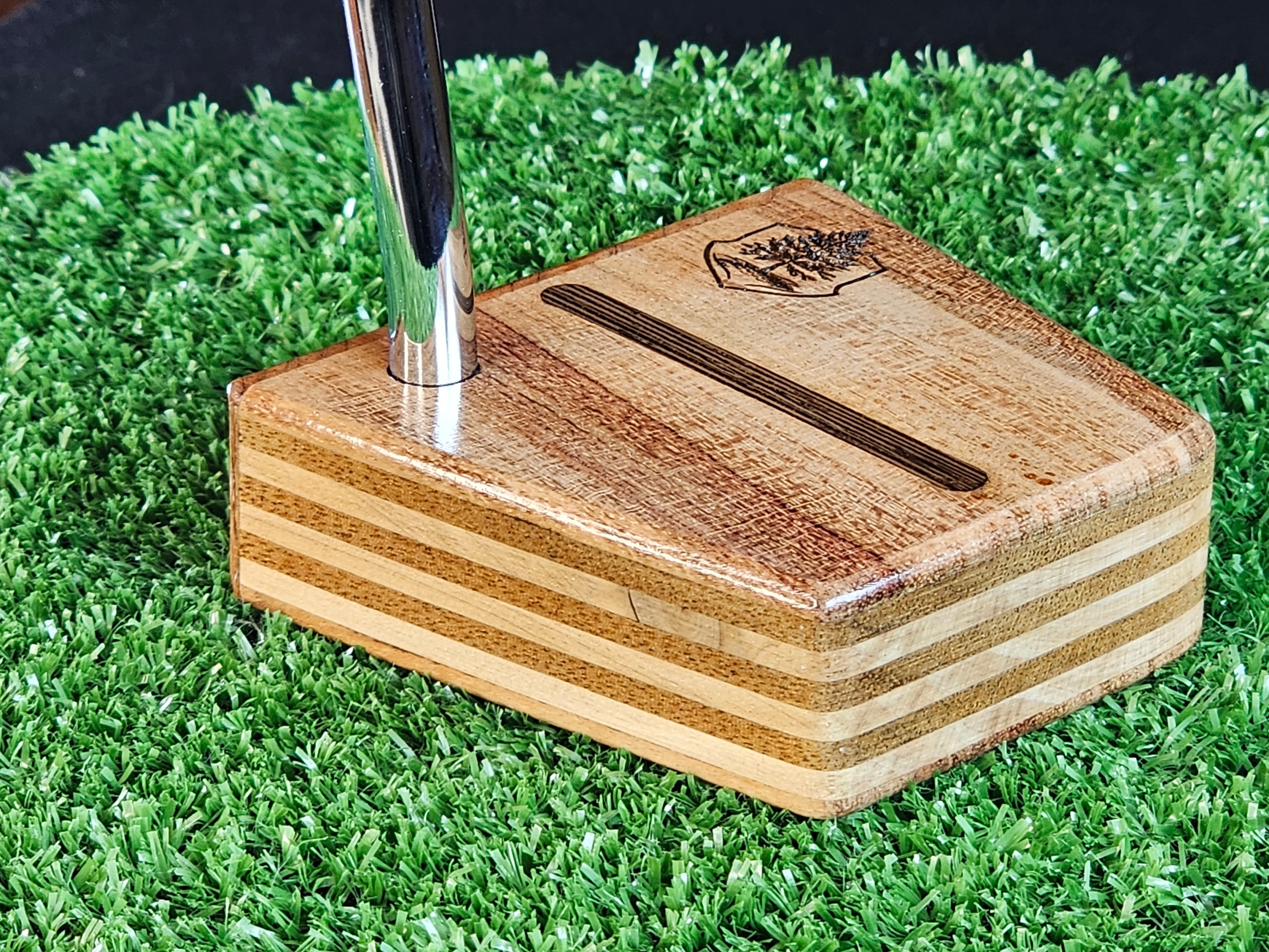 Bubinga faceplate and top bottom Timberwolf style wood putter layered body