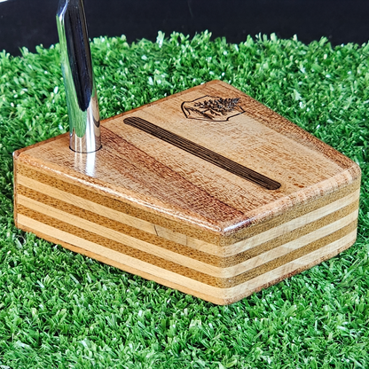 Bubinga faceplate and top bottom Timberwolf style wood putter layered body