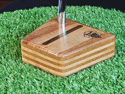 Bubinga faceplate and top bottom Timberwolf style wood putter layered body