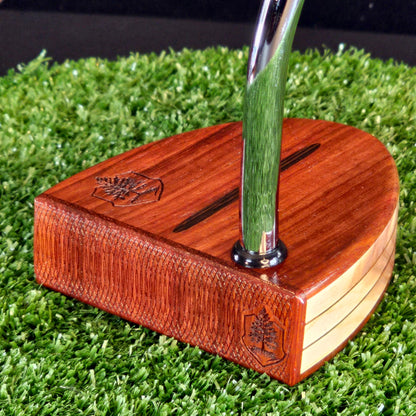 Padauk and Cedar wood Woodford style putter with Wenge wood inlay