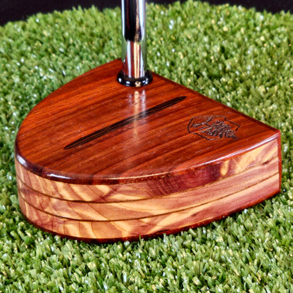 Padauk and Cedar wood Woodford style putter with Wenge wood inlay