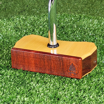 Yellowheart and Padauk exotic wood golf putter center shaft Bladewood style