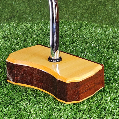 Yellowheart and Padauk exotic wood golf putter center shaft Bladewood style