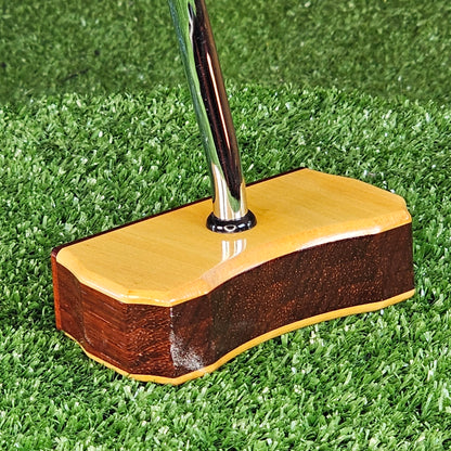 Yellowheart and Padauk exotic wood golf putter center shaft Bladewood style