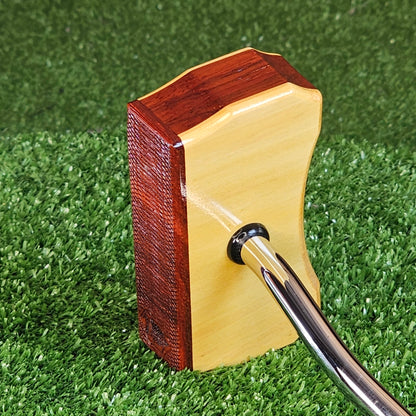 Yellowheart and Padauk exotic wood golf putter center shaft Bladewood style