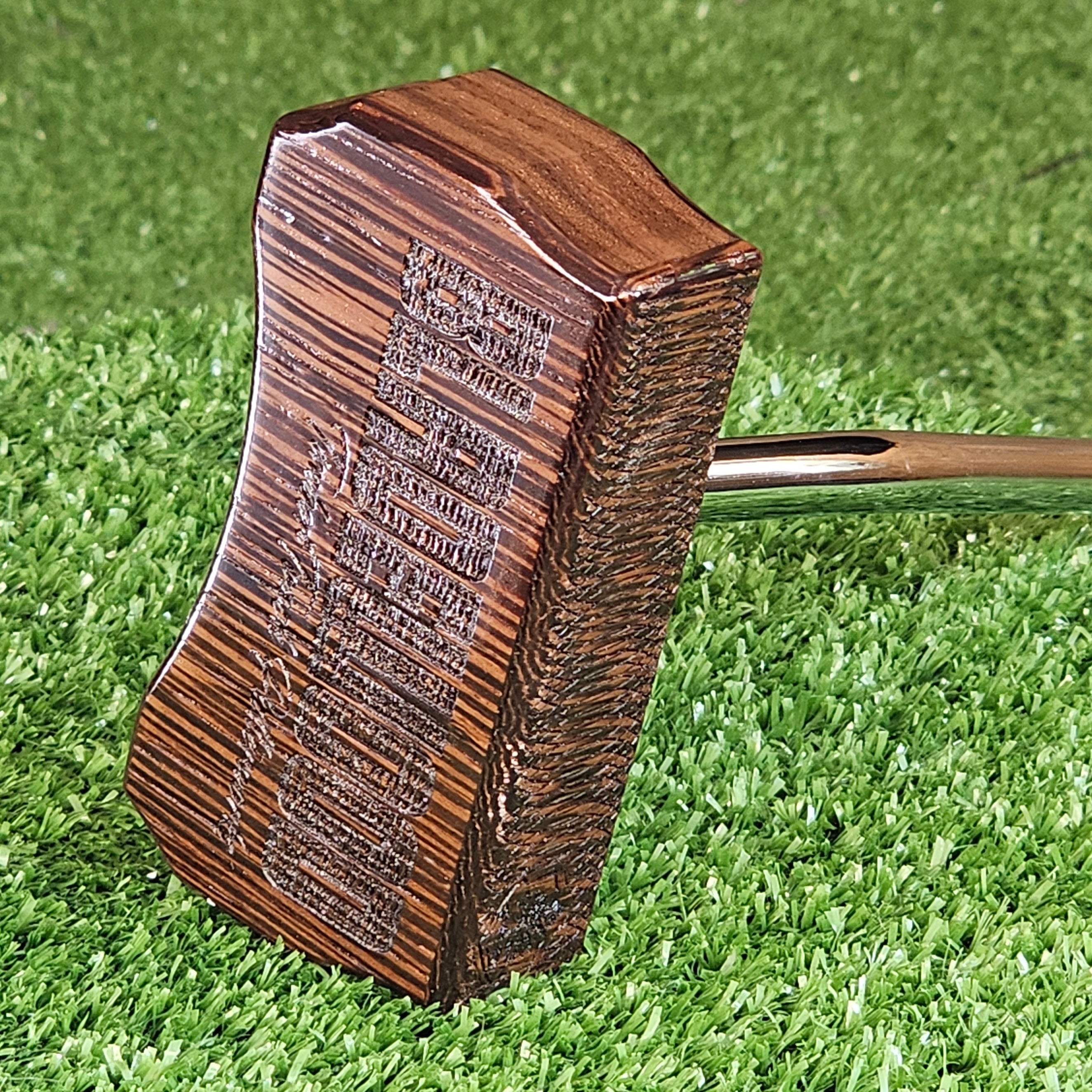 Wenge and walnut exotic wood golf putter center shaft Bladewood style