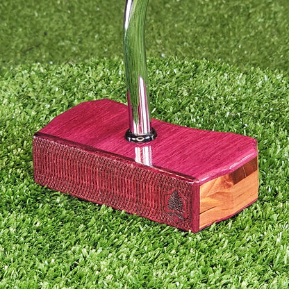 Purpleheart and Cedar exotic wood golf putter center shaft Bladewood style