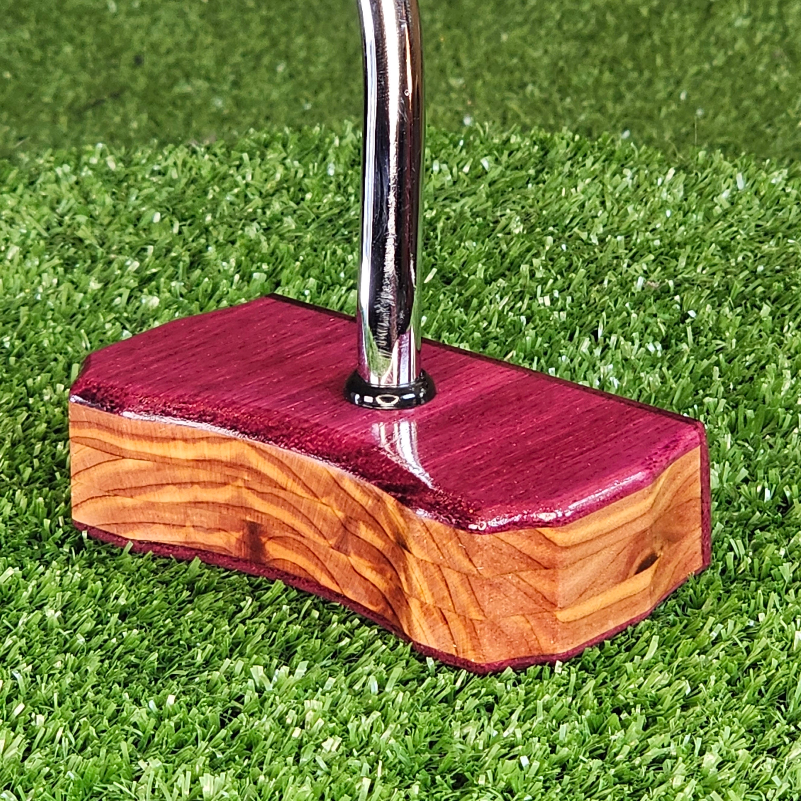 Purpleheart and Cedar exotic wood golf putter center shaft Bladewood style