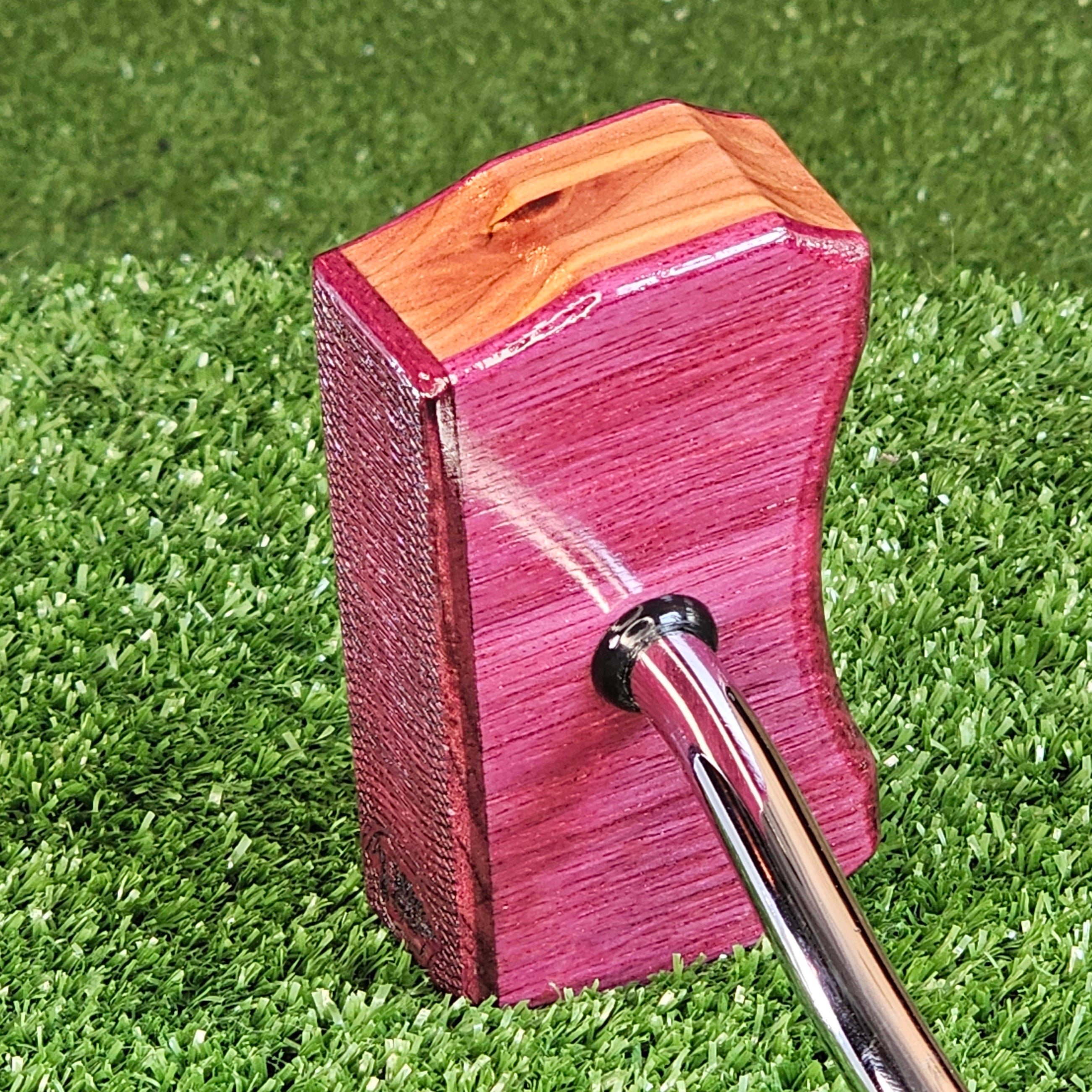 Purpleheart and Cedar exotic wood golf putter center shaft Bladewood style
