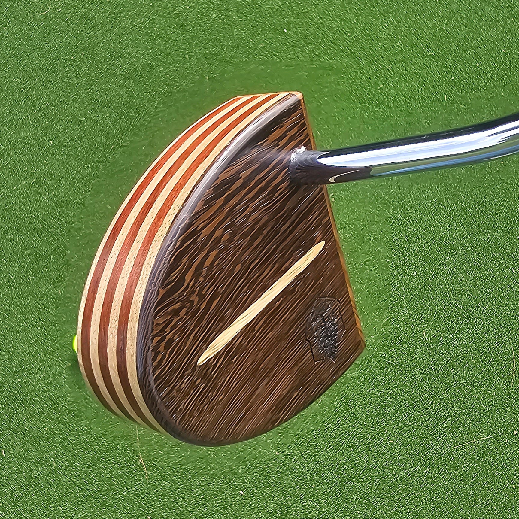 Wenge exotic wood putter with Padauk and White Limba inlay