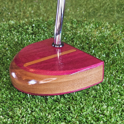 Plumbline wood putter with exotic Purpleheart and Walnut FATTY style