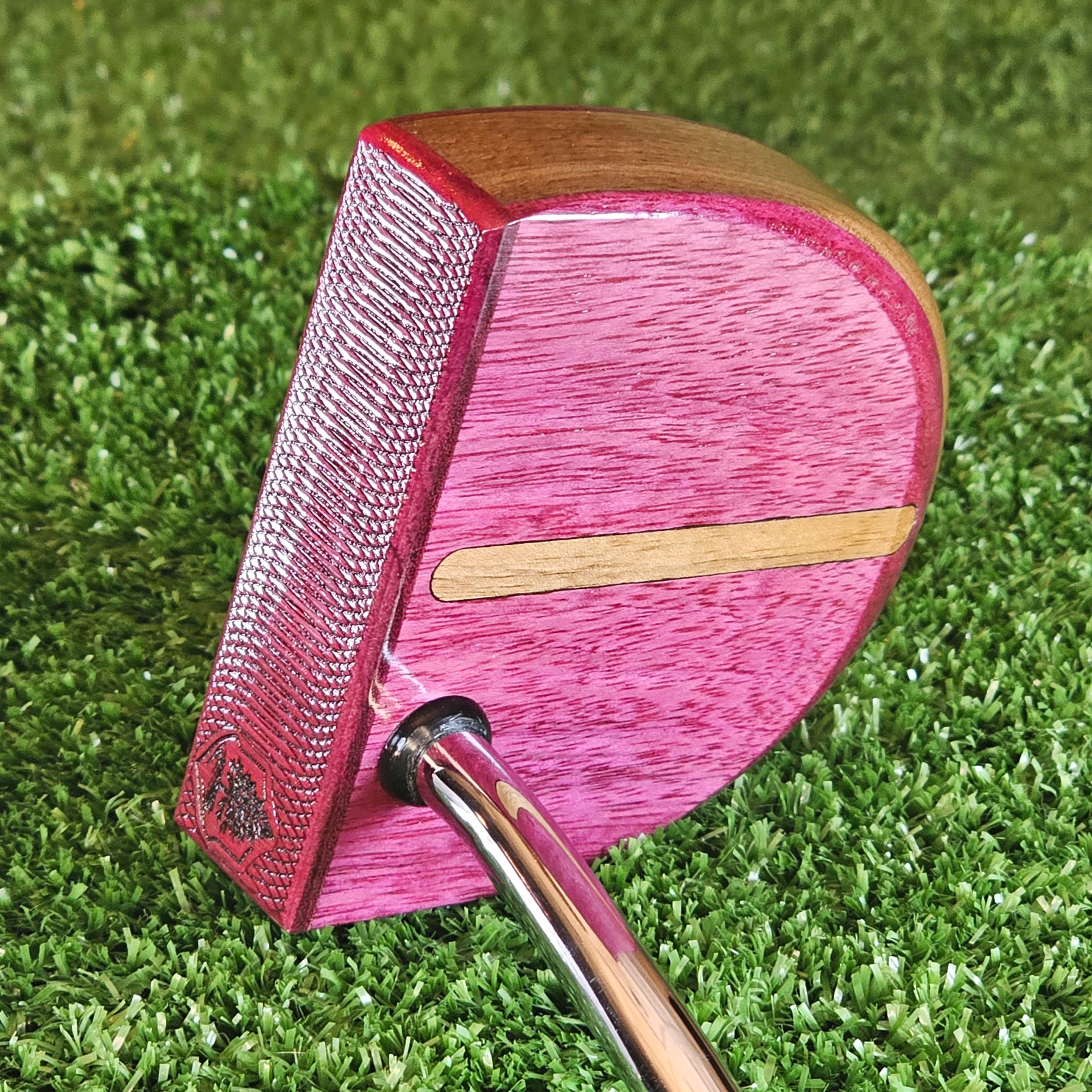 Plumbline wood putter with exotic Purpleheart and Walnut FATTY style