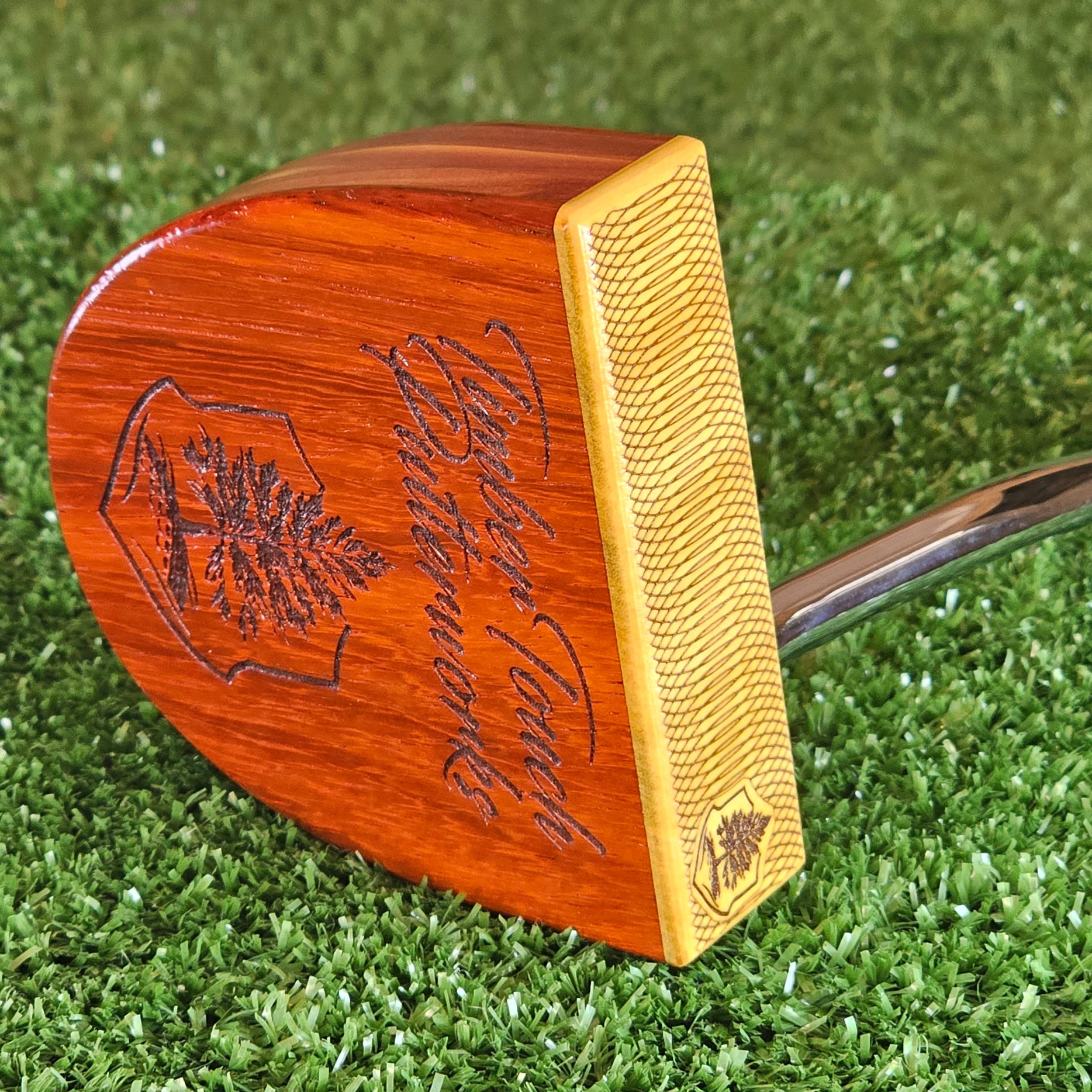 Sunfire wood putter with exotic Padauk and Yellowheart FATTY style