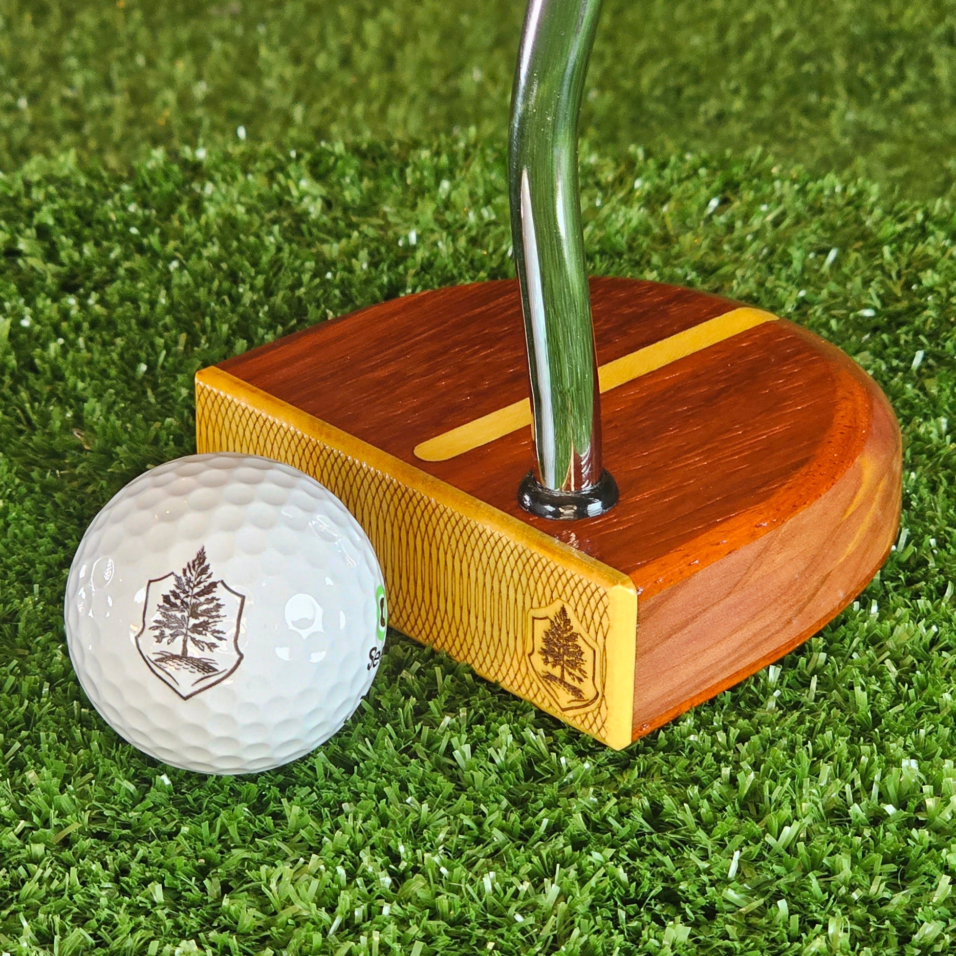 Sunfire wood putter with exotic Padauk and Yellowheart FATTY style