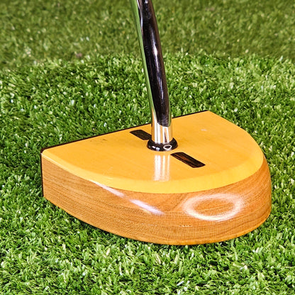 Yellowheart and Red Oak exotic wood putter Zero Torque style with center shaft