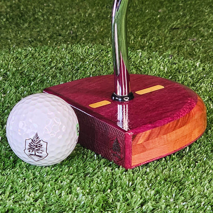 Purpleheart exotic wood putter Zero Torque style with center shaft