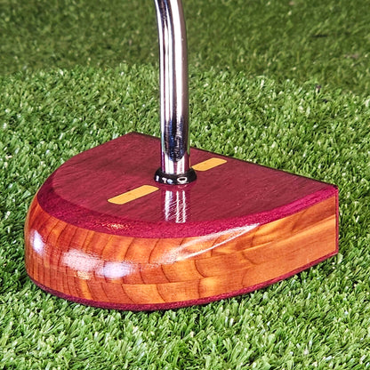 Purpleheart exotic wood putter Zero Torque style with center shaft