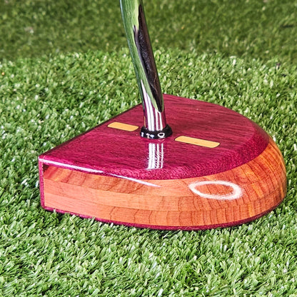Purpleheart exotic wood putter Zero Torque style with center shaft