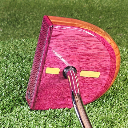Purpleheart exotic wood putter Zero Torque style with center shaft