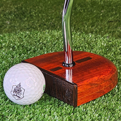 Padauk exotic wood putter Zero Torque style with center shaft