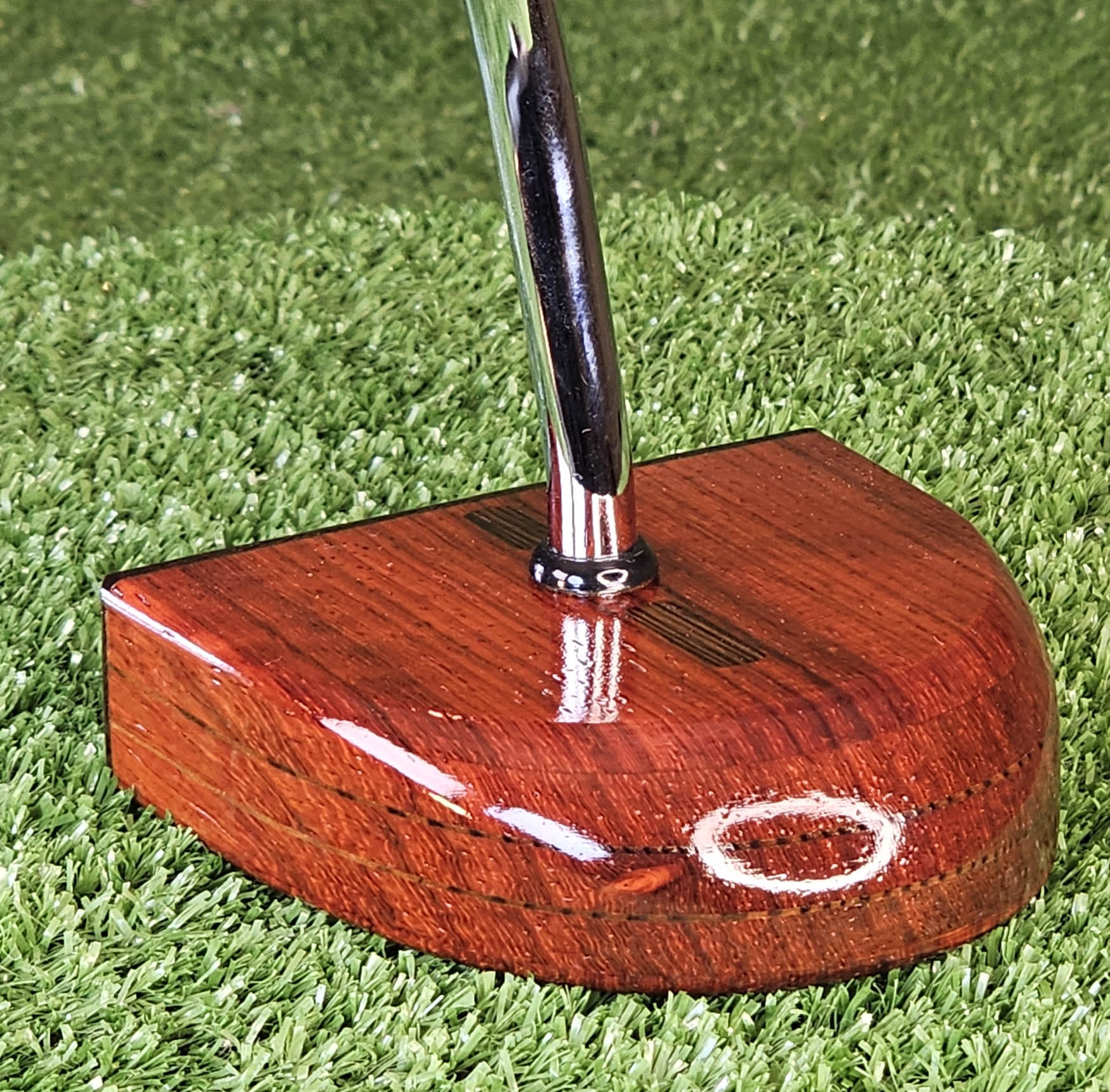Padauk exotic wood putter Zero Torque style with center shaft