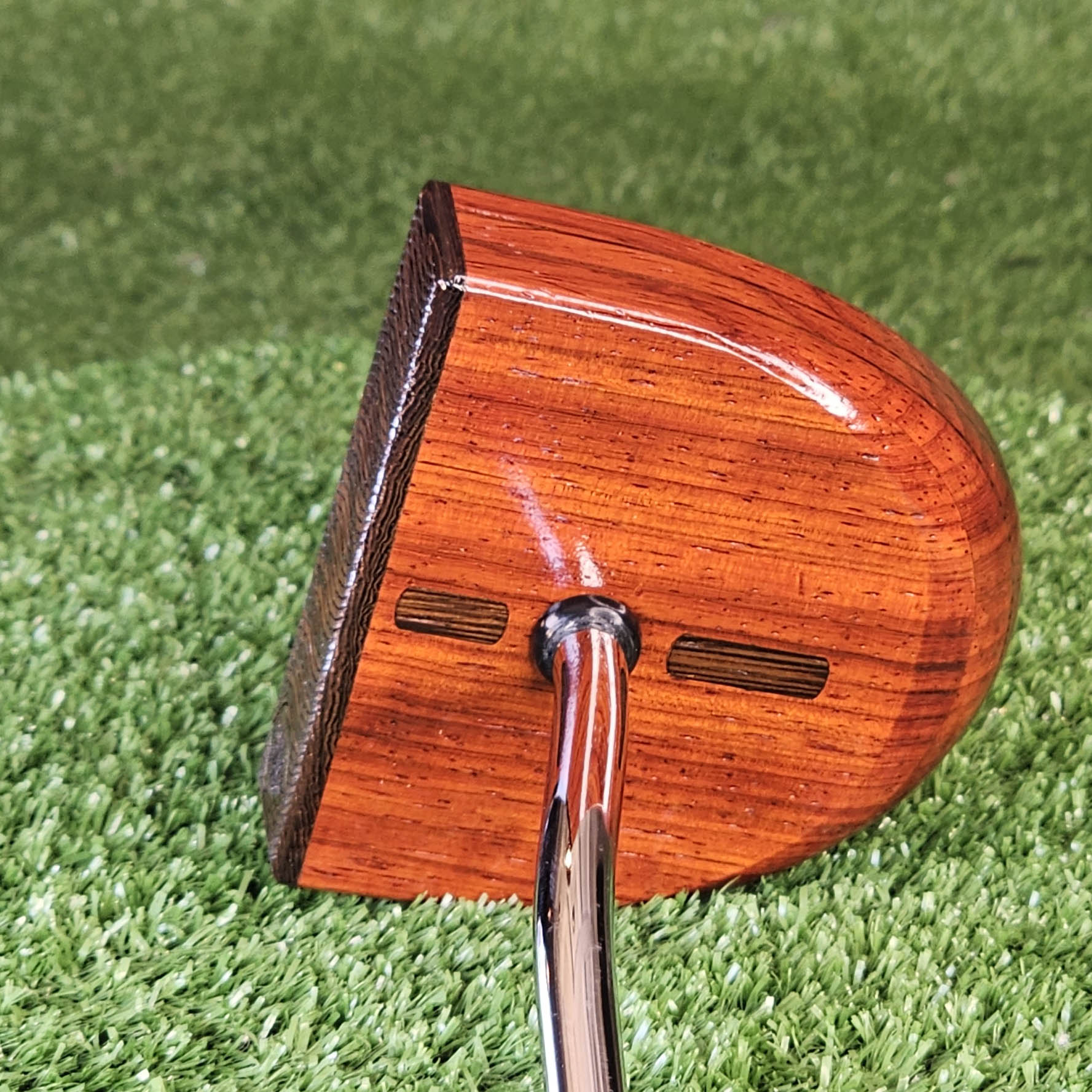 Padauk exotic wood putter Zero Torque style with center shaft