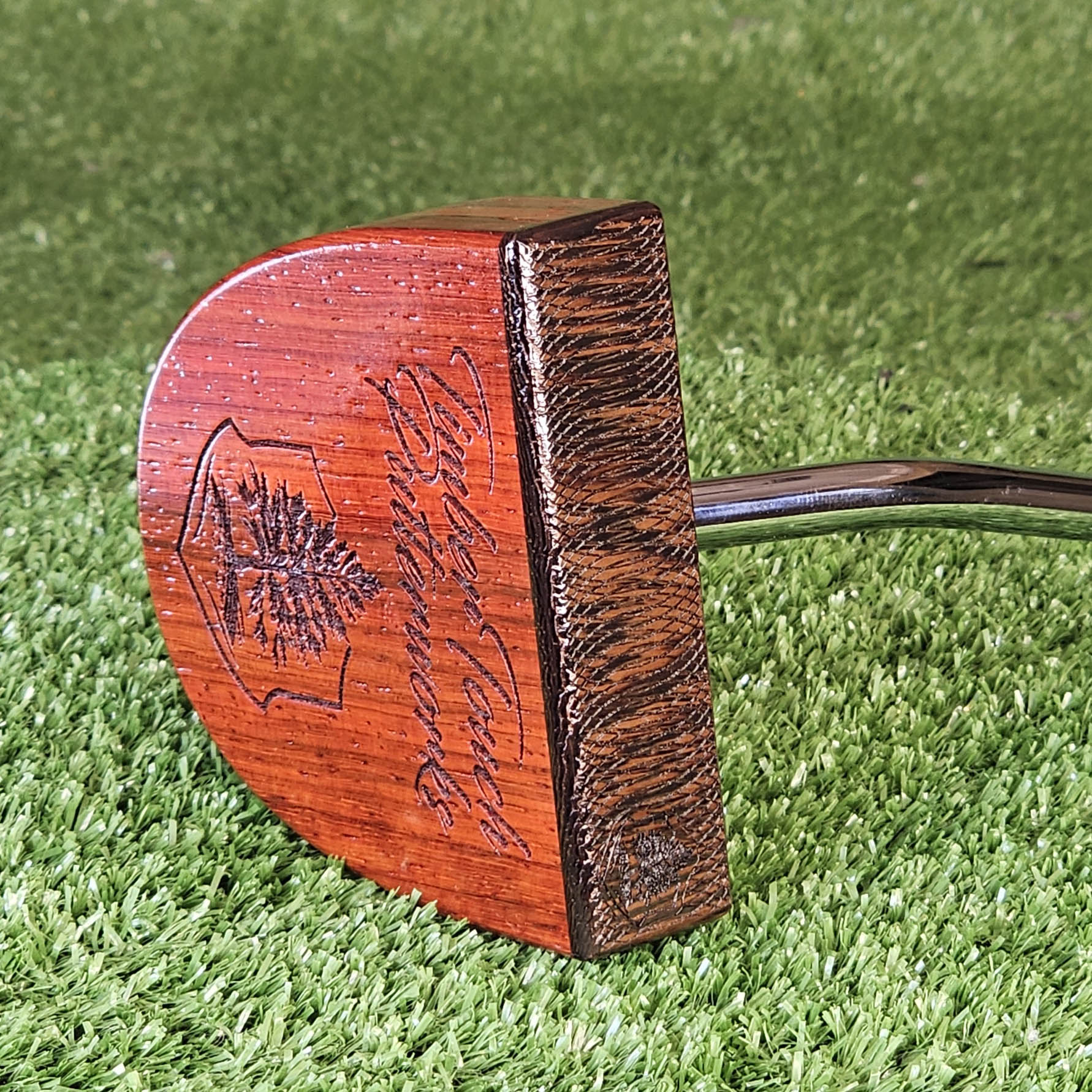Padauk exotic wood putter Zero Torque style with center shaft