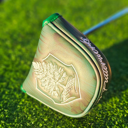 Putter cover Green wood grain mid-mallet size