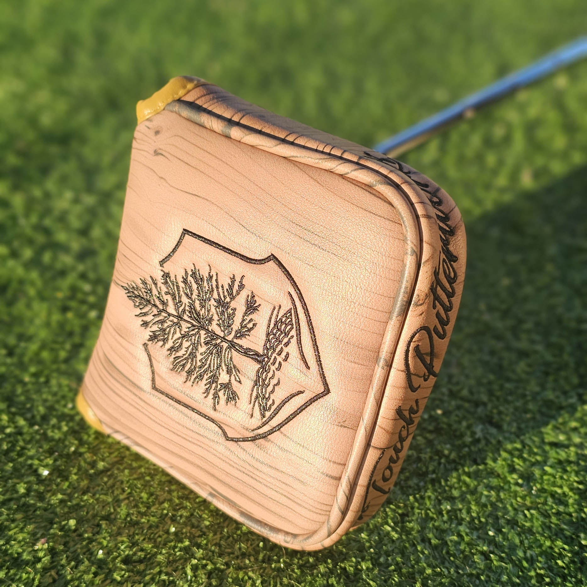 Putter cover Natural tan wood grain FULL mallet size