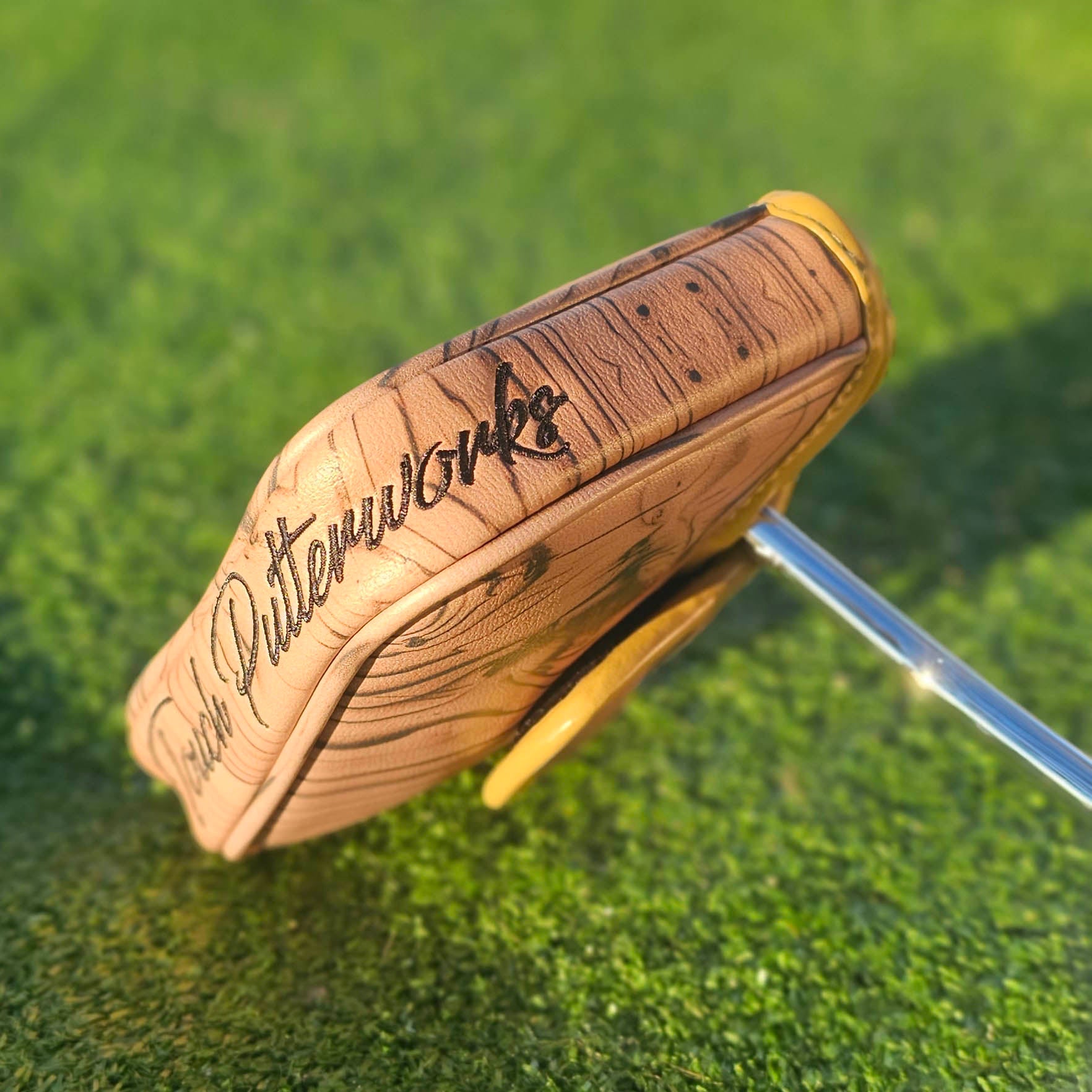 Putter cover Natural tan wood grain FULL mallet size