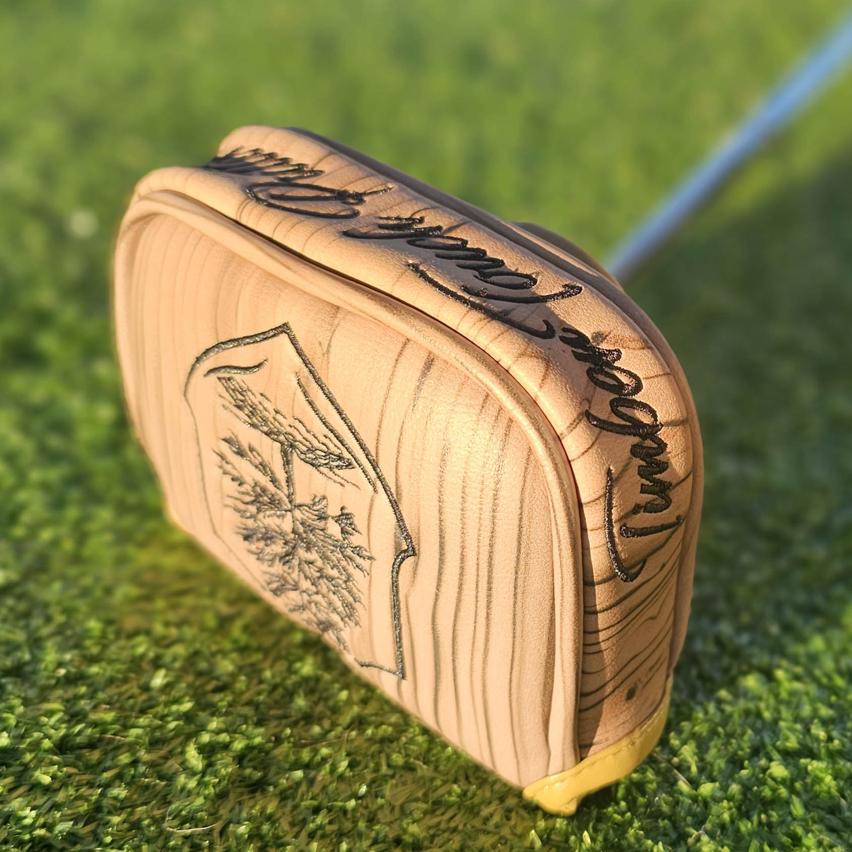 Putter cover Natural tan wood grain blade or mid mallet size