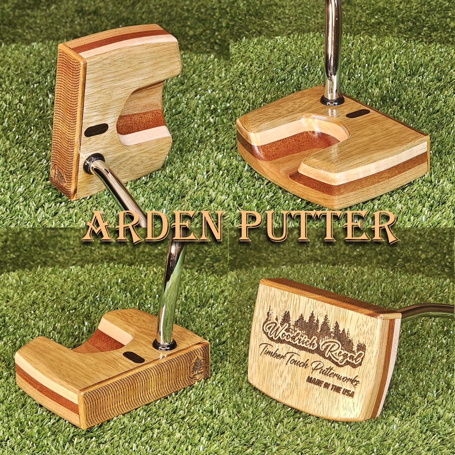Arden style White LImba exotic wood Woodrich Regal Putter