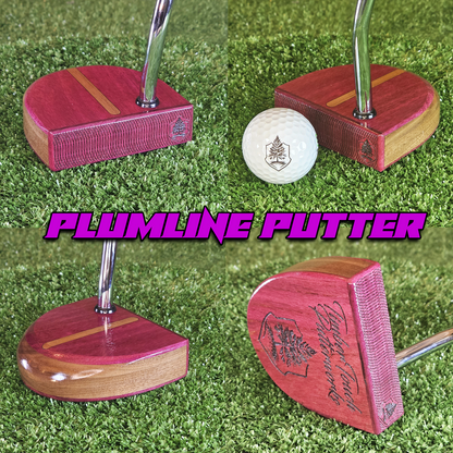 Plumbline wood putter with exotic Purpleheart and Walnut FATTY style
