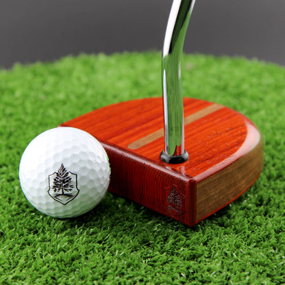 Auburn wood putter with exotic Padauk and Walnut body and inlay