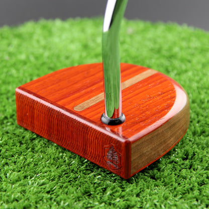 Auburn wood putter with exotic Padauk and Walnut body and inlay