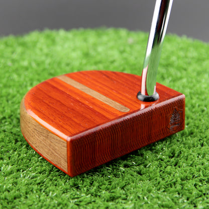 Auburn wood putter with exotic Padauk and Walnut body and inlay