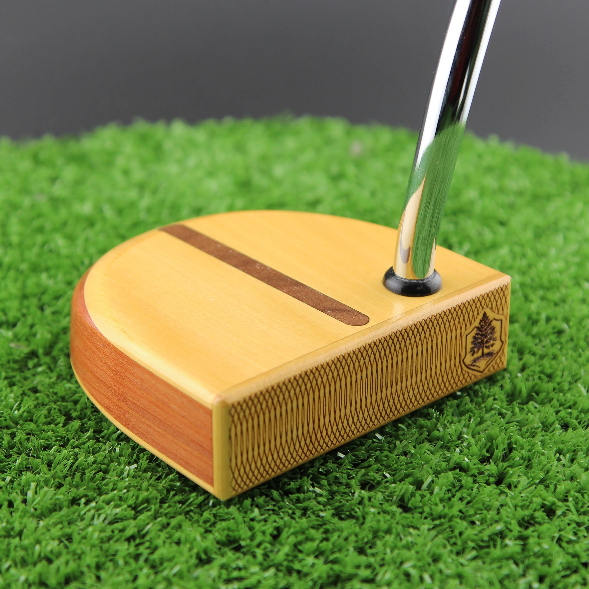 MorningLite Yellowheart exotic wood putter with Walnut body and inlay