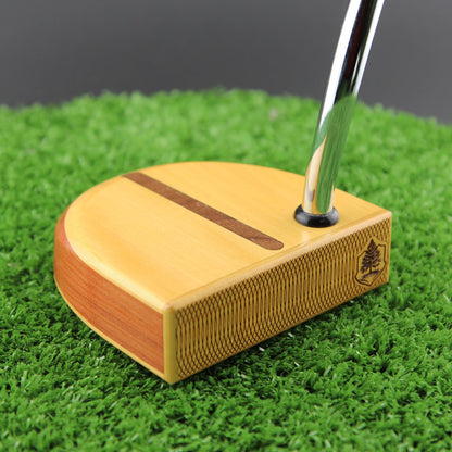 MorningLite Yellowheart exotic wood putter with Walnut body and inlay