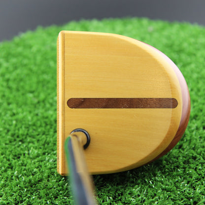 MorningLite Yellowheart exotic wood putter with Walnut body and inlay