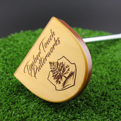 MorningLite Yellowheart exotic wood putter with Walnut body and inlay