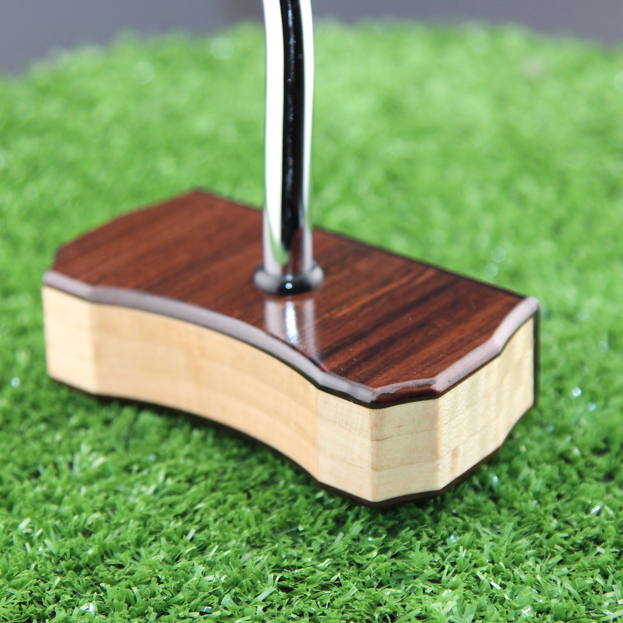 Deep exotic Rosewood with Curly Maple Zero Torque Center Shaft putter