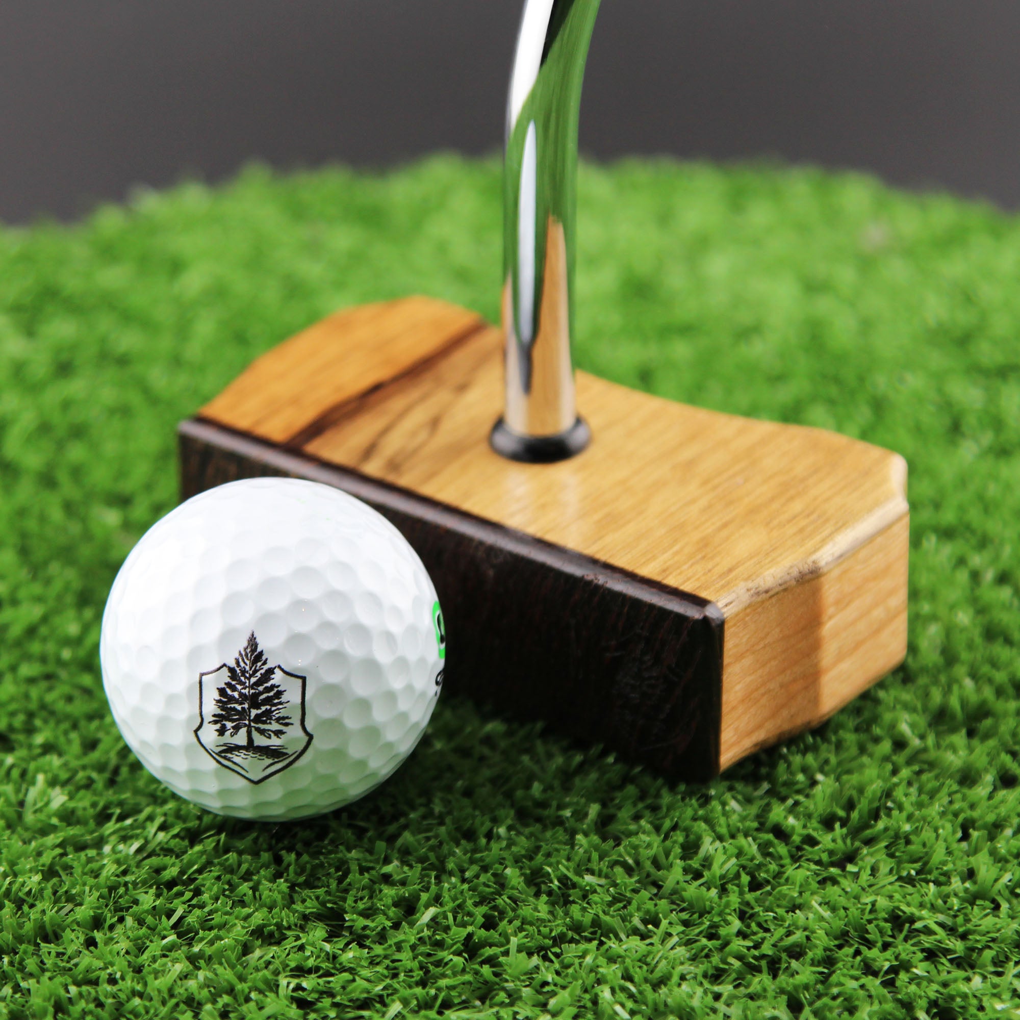 Black Limba exotic wood Zero Torque Center Shaft putter with Red Oak Body