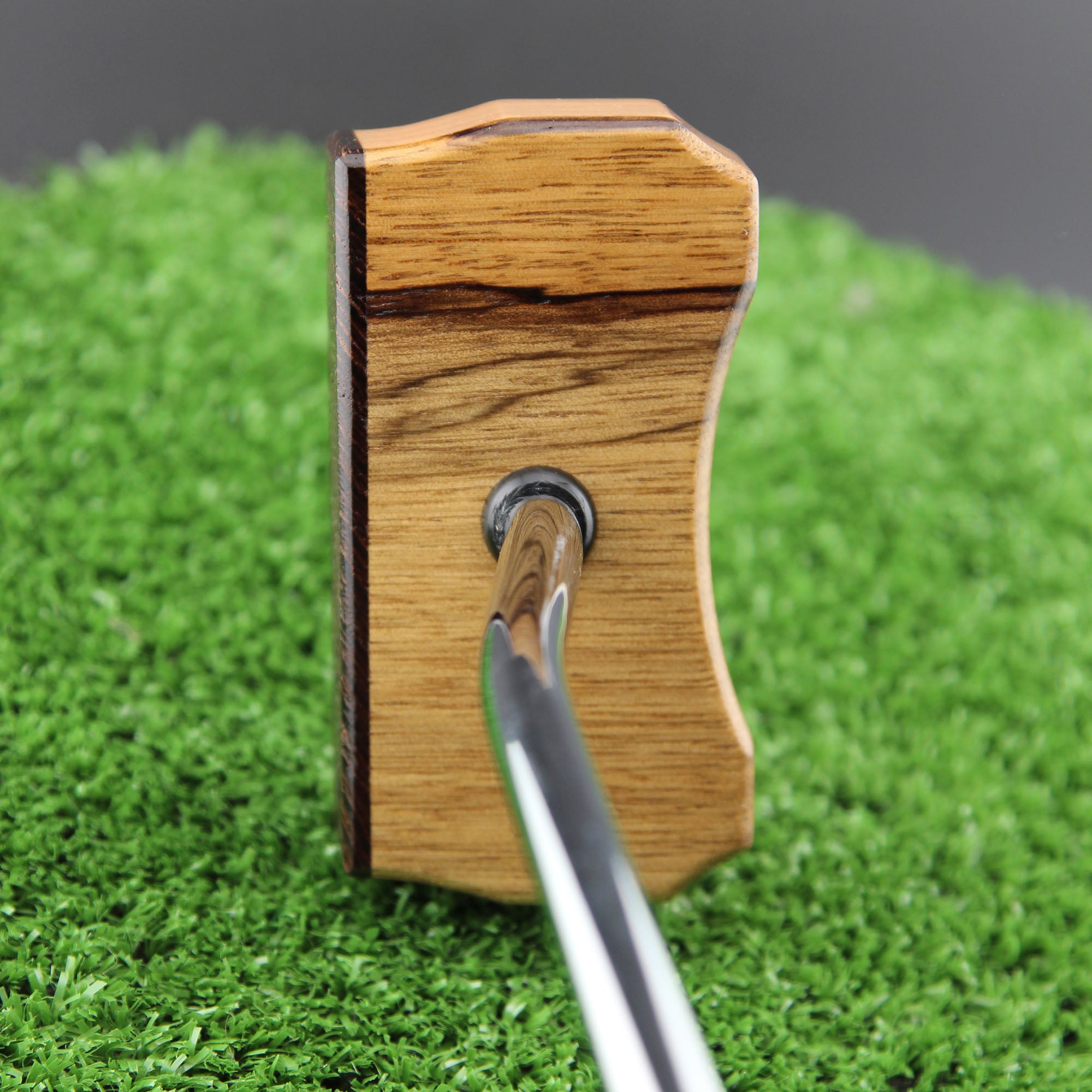 Black Limba exotic wood Zero Torque Center Shaft putter with Red Oak Body