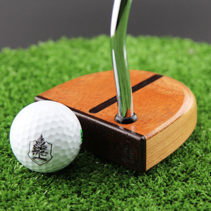 Mahogany and Red Oak wood putter with exotic Wenge inlay and face plate