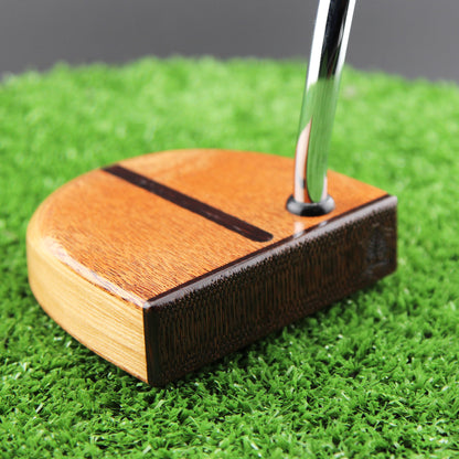 Mahogany and Red Oak wood putter with exotic Wenge inlay and face plate