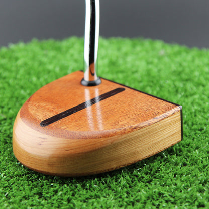 Mahogany and Red Oak wood putter with exotic Wenge inlay and face plate