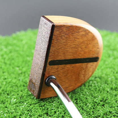 Mahogany and Red Oak wood putter with exotic Wenge inlay and face plate