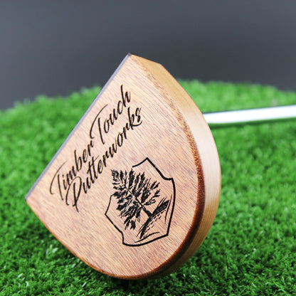 Mahogany and Red Oak wood putter with exotic Wenge inlay and face plate