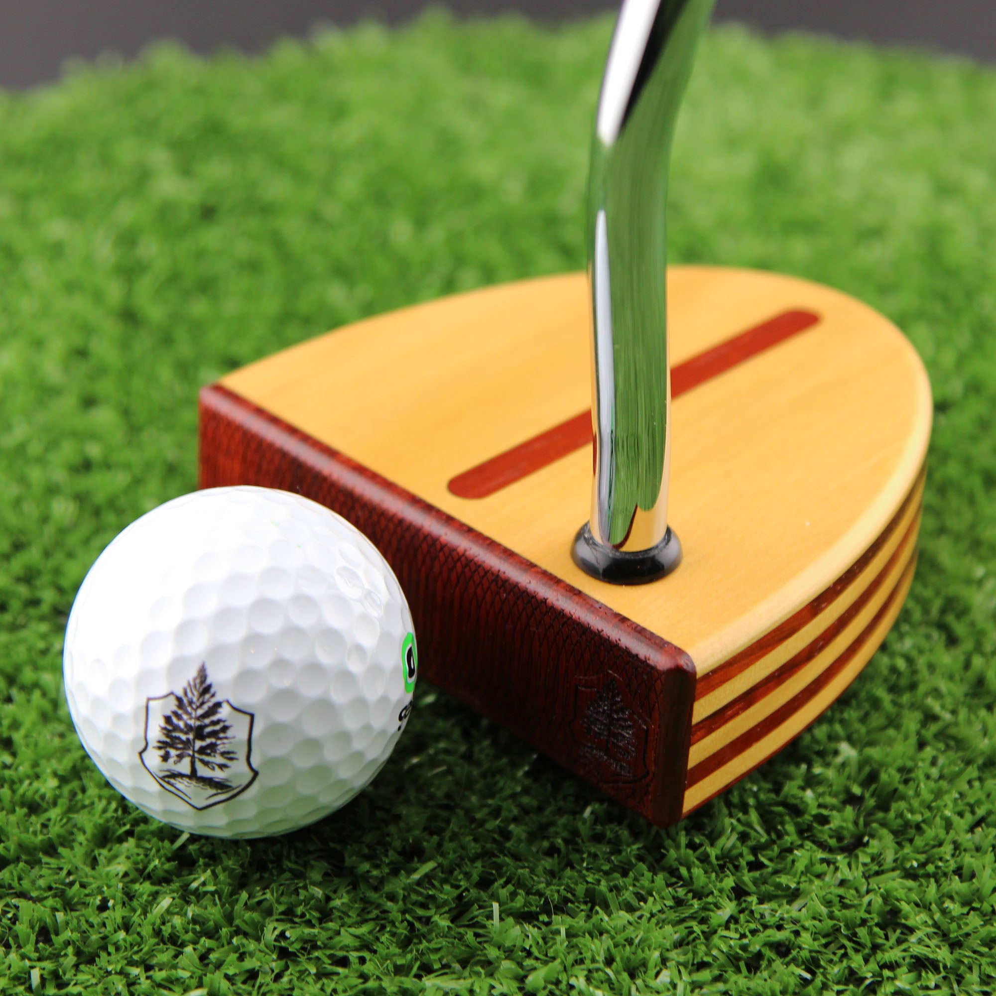 Strata Yellowheart and Padauk layered Woodford putter from TimberTouch Putterworks
